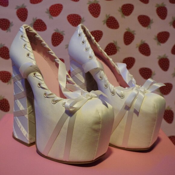 DollsKill Statement Ballet Lace-Up Heels - Picture 1 of 6
